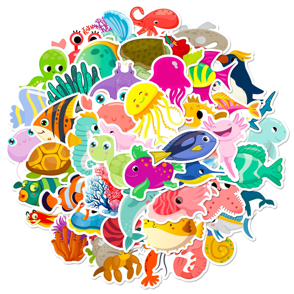 50Pcs Marine Life Stickers - C - Marine Aquarium & Regional Centre ulasan dan harga