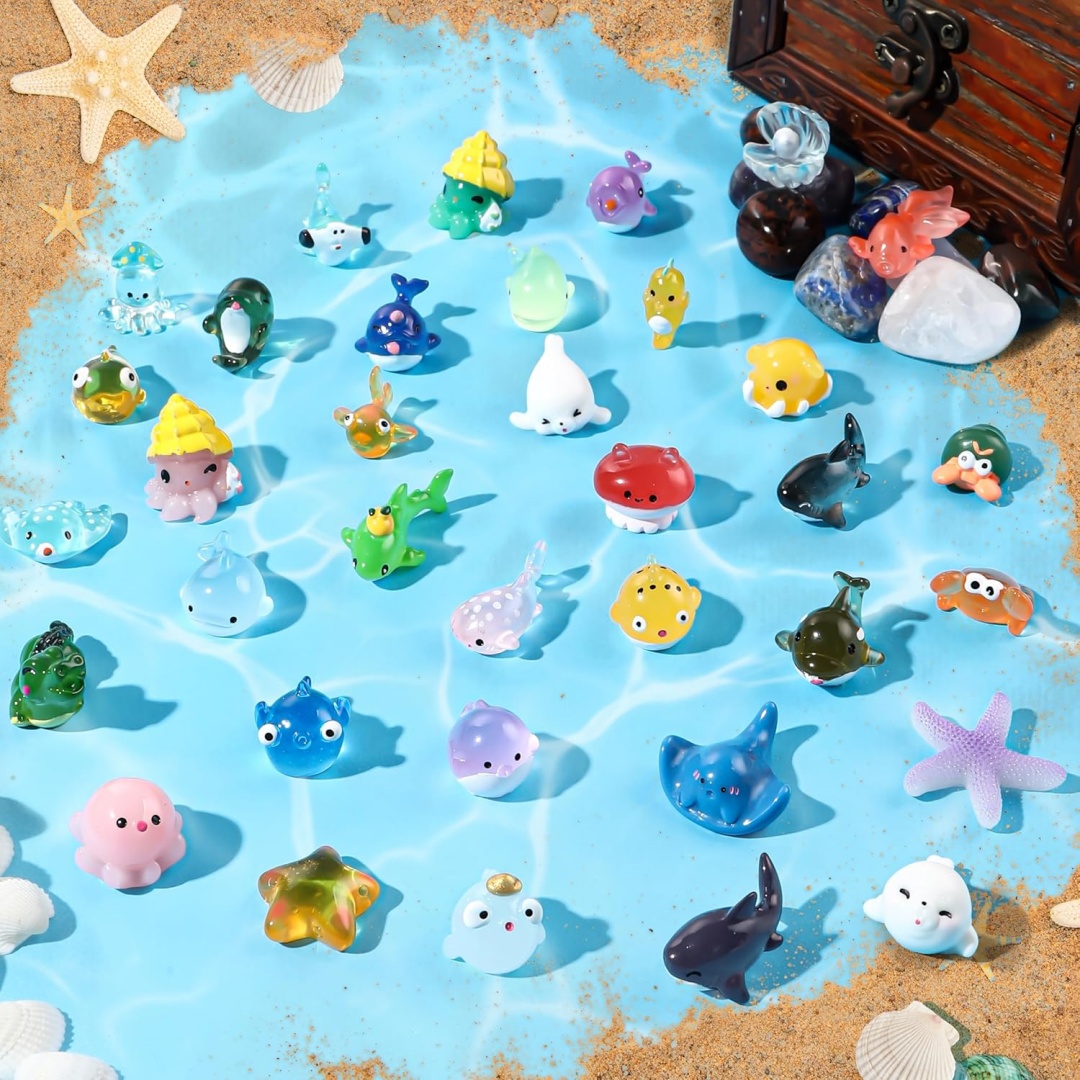 Mini Ocean Animals Resin Figur - Aquarium Marine World ulasan dan harga