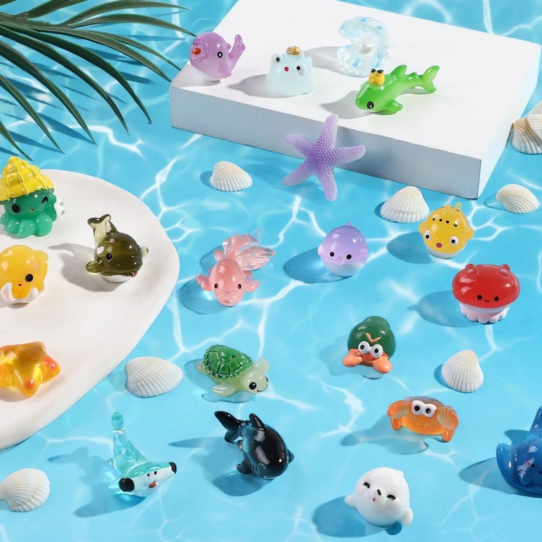 Mini Ocean Animals Resin Figur - Aquarium Marine World ulasan dan harga